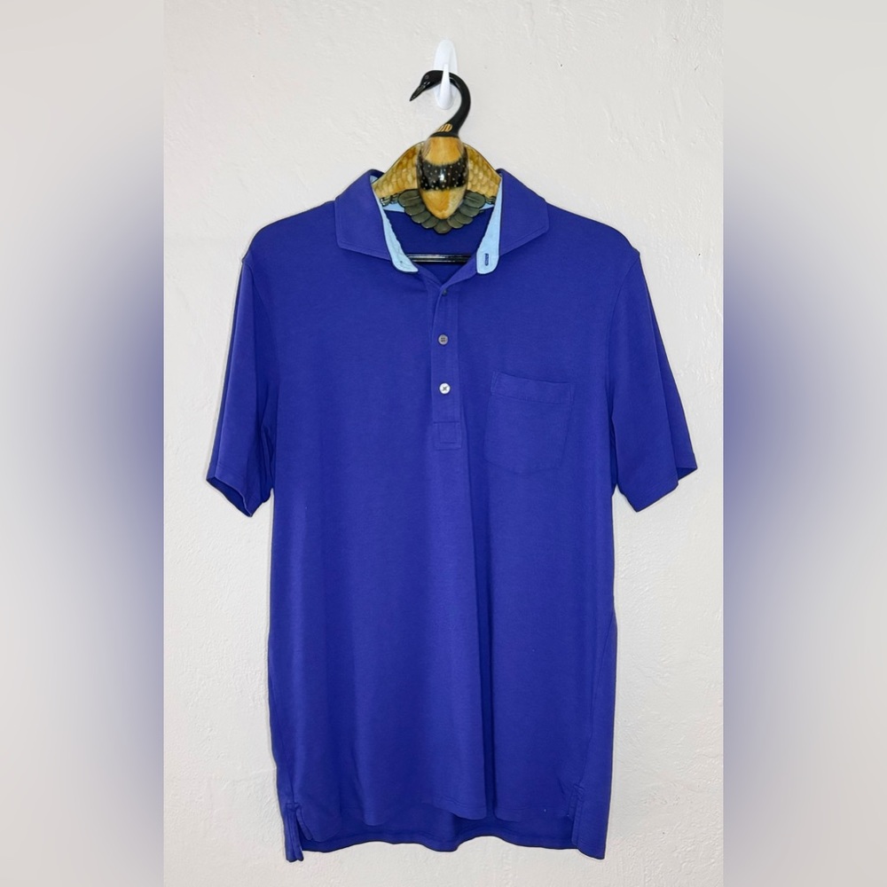 GREYSON Mens Manga Corta‎ Polo Golf Shirt Short Sleeve Maltese Blue Size Large